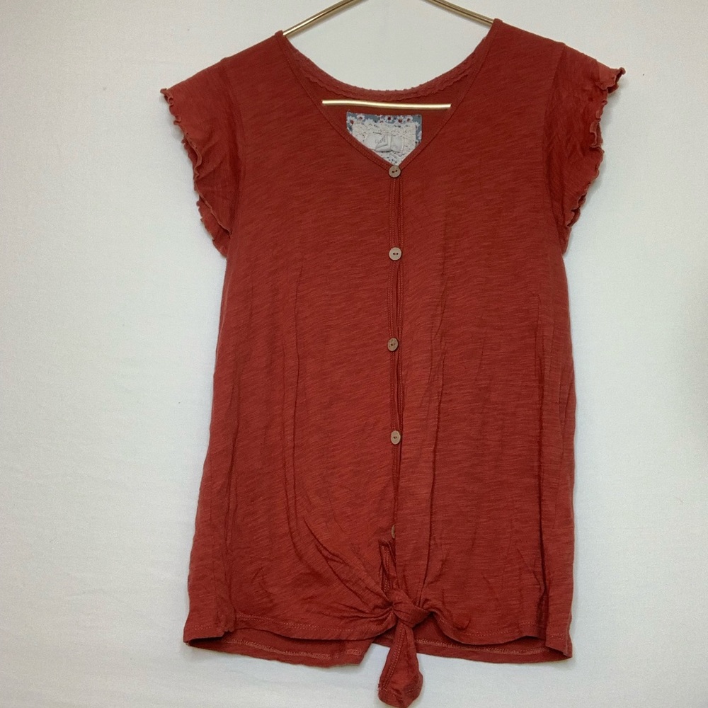 Cupio adult large orange/red button down blouse